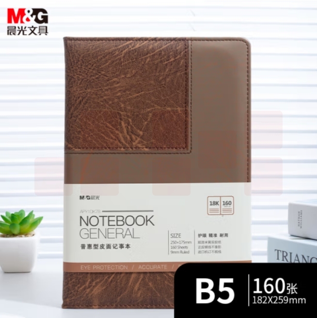 晨光(M&G)B5/18K 160张棕色皮面本会议记录笔记本APY1DK78