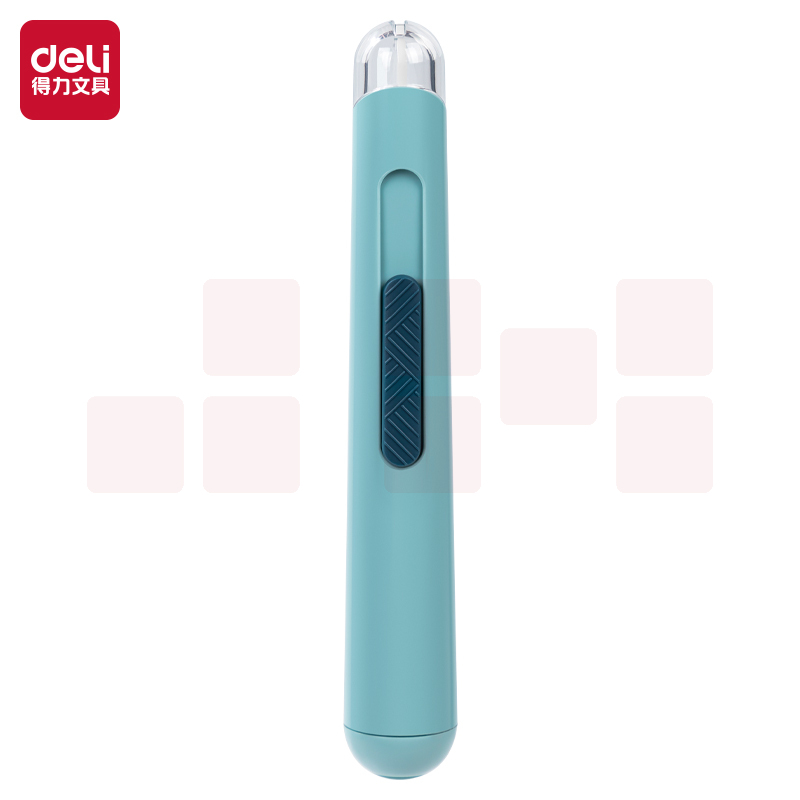 得力(deli)笔型陶瓷美工刀 可插笔筒 圆角安全刀头 便携裁纸刀 蓝色TD261