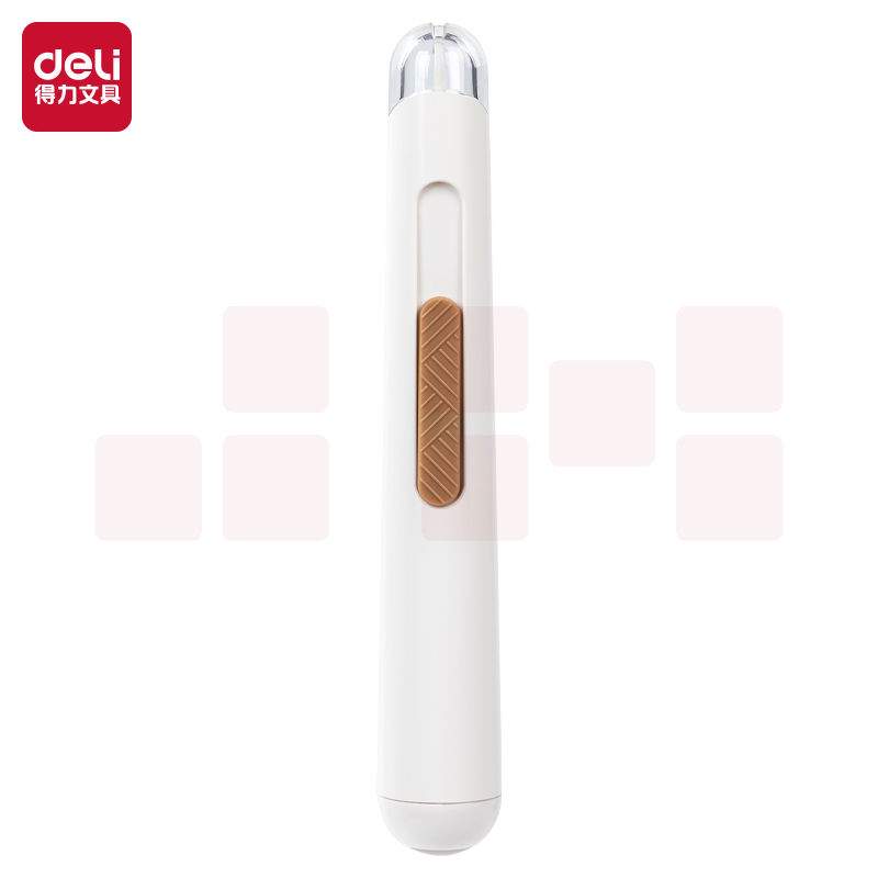 得力(deli)笔型陶瓷美工刀 可插笔筒 圆角安全刀头 便携裁纸刀 白色TD261