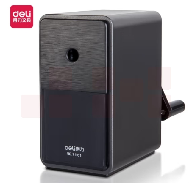 得力 手动削笔机 7档笔尖粗细可调节卷笔刀 自动进笔手摇铅笔削笔器 黑 71161