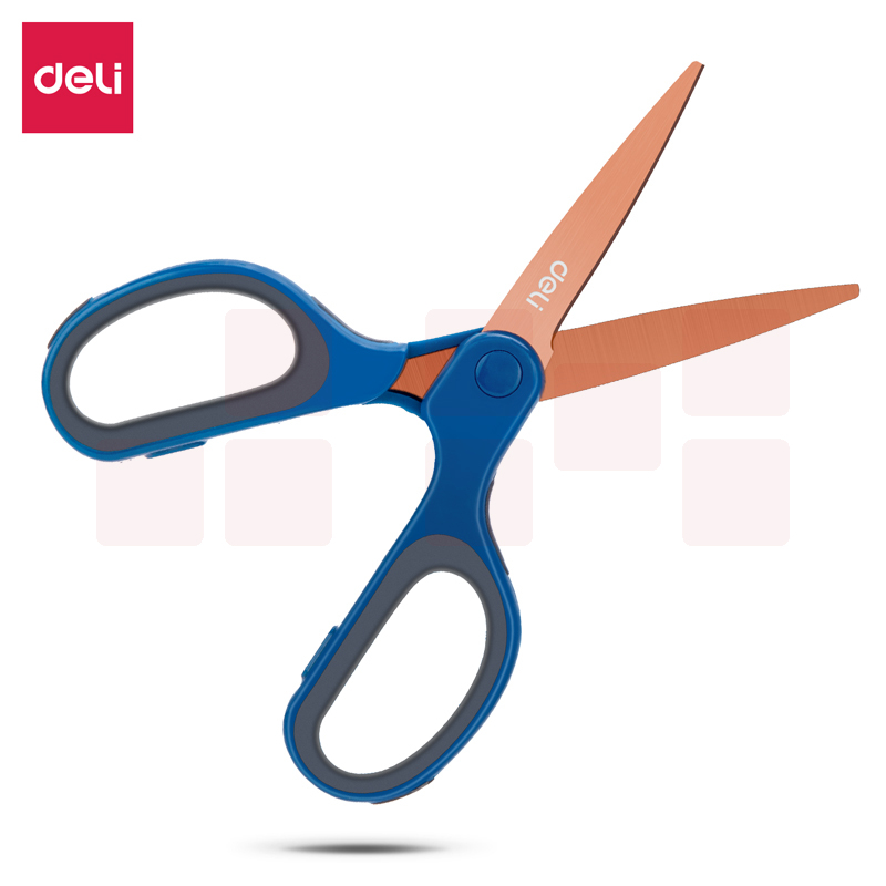 得力(deli)175mm镀钛防锈剪刀 软包胶手柄手工剪子 颜色随机6053