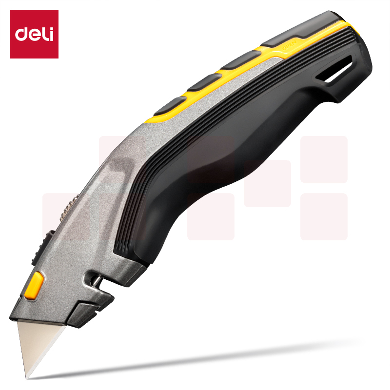 得力(deli)重型折叠美工刀 锌合金工业工具刀 重型全钢加厚【合金升级】灰TD601