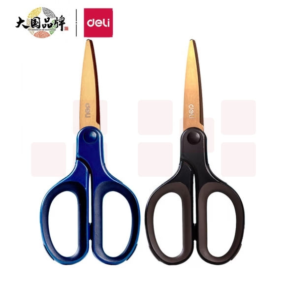 得力(deli)175mm镀钛不锈钢剪刀 软包胶手柄手工剪子 颜色随机6053