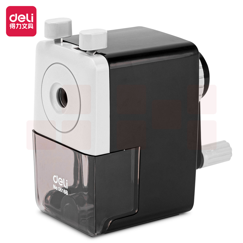 得力 手摇削笔机铅笔削笔器转笔刀笔刨转笔刀 0616B黑色