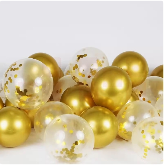 10寸金属金色气球+亮片金   50个/包 货号：LJ