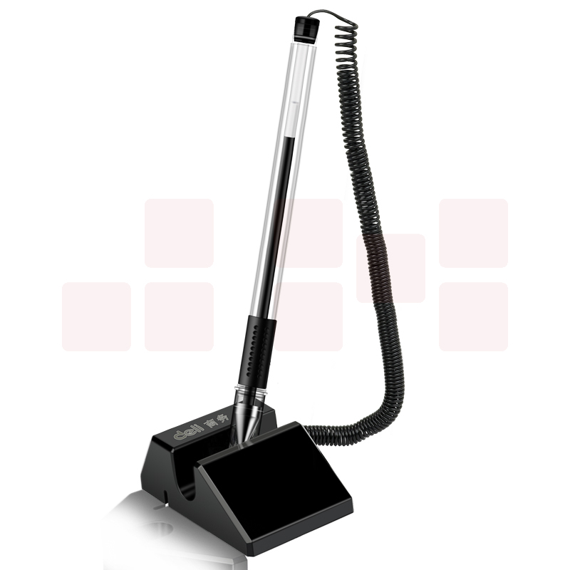 得力0.5mm 黑色商务台笔 桌笔 签字笔桌面写字笔