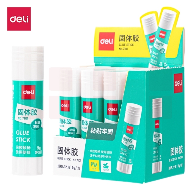 得力(deli)9g高粘PVA固体胶棒12支装 速干可水洗 DIY手工粘胶 7101