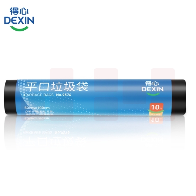得力（deli） 平口大垃圾袋80*100cm 黑色加厚点断式10只/卷 9576