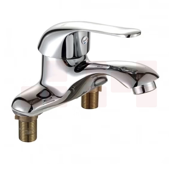 双孔面盆龙头 卫生间洗漱台冷热水龙头 铜 货号：JC