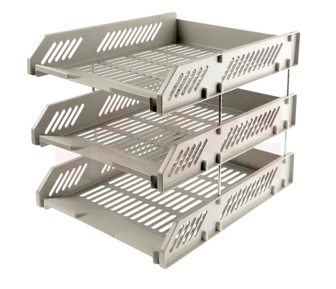 晨光（M&G）三层镂空收纳文件座 三层文件盘/文件框栏桌面文件置物架 ADM94743 (灰色)