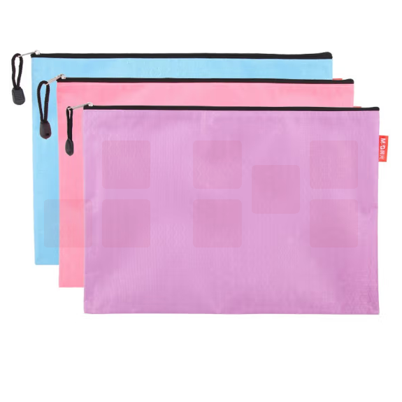 晨光 A4球纹拉链袋文件袋ADM94854 红蓝紫颜色随机