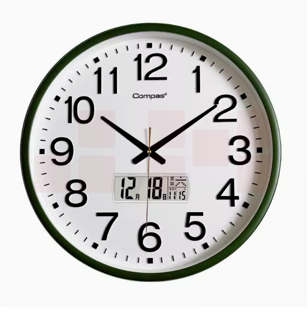 康巴丝   客厅挂钟 自动对时大钟表静音时尚简约挂墙钟 46cm  货号：LJ