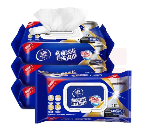 维达 厨房清洁湿巾（40+8）片 48片   货号：LJ