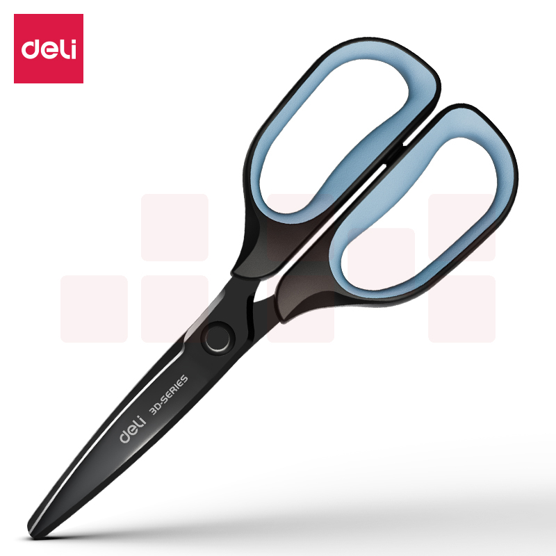 得力(deli)175mm省力防锈剪刀 3D省力结构 镀黑刀刃 家用生活手工剪子 办公用品 TJ108蓝