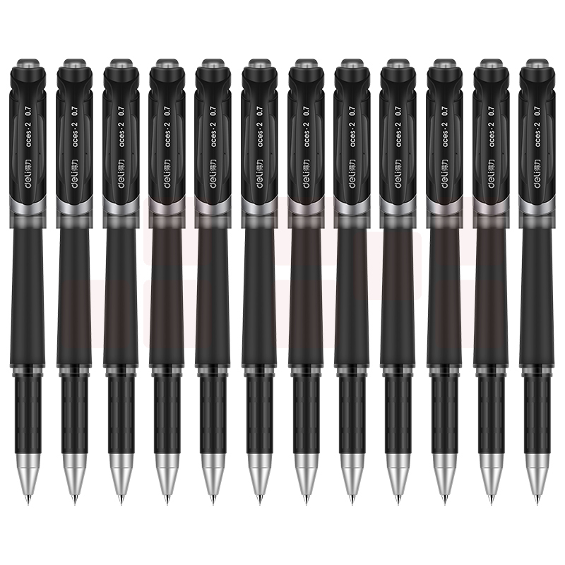 得力 S21 中性笔0.7mm签字笔子弹头(黑) 12支/盒