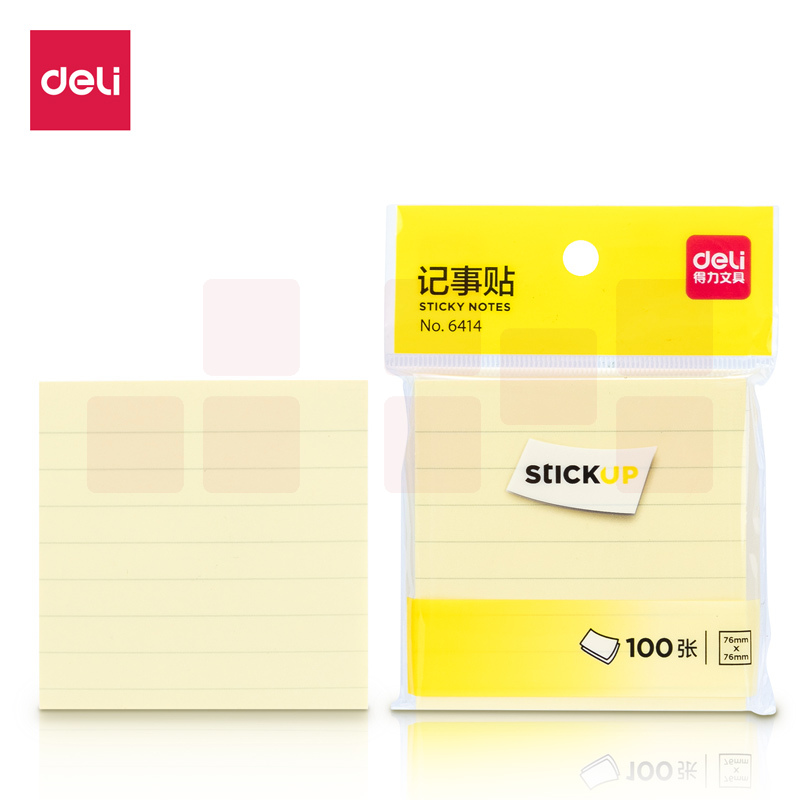 得力6414横线记事贴76*76mm(单色100张/本)(12本)