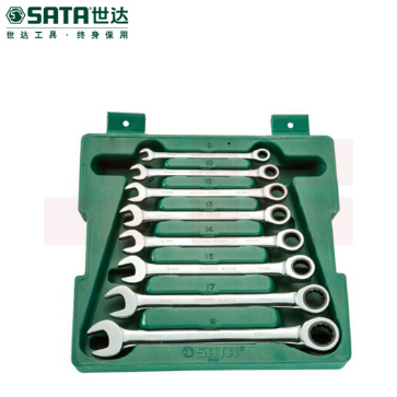 世达（SATA） 8件全抛光两用快扳组套/组合开口快速扳手套装套筒两用汽车 08008