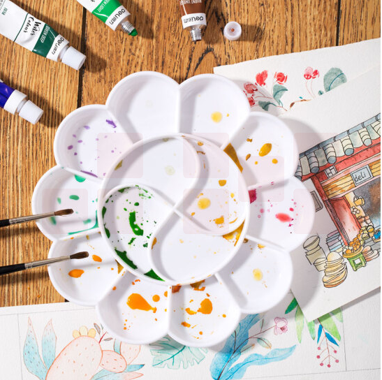 得力（deli） 9403 大号14格调色盘 学生美术调色碟 水粉水彩调色盘