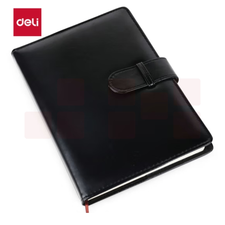 得力(deli) 25K120张商务经典皮面本搭扣软面贴芯会议记事本7946