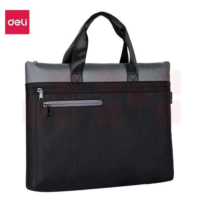 得力（deli）经典手提包牛津布公文包电脑包材质400*290*40mm(灰)BG142