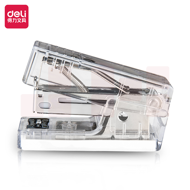 得力NS083F纽赛透明迷你订书机(透明)(1订书机+1盒钉/盒)
