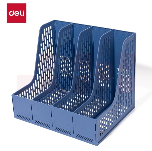 得力（deli）四联文件框多联文件架文件筐资料架文件座 蓝色9844ES