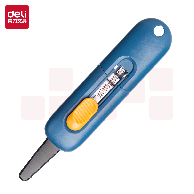 得力(deli)自动锁定开箱刀 便携美工刀 可锯可割TD700 蓝