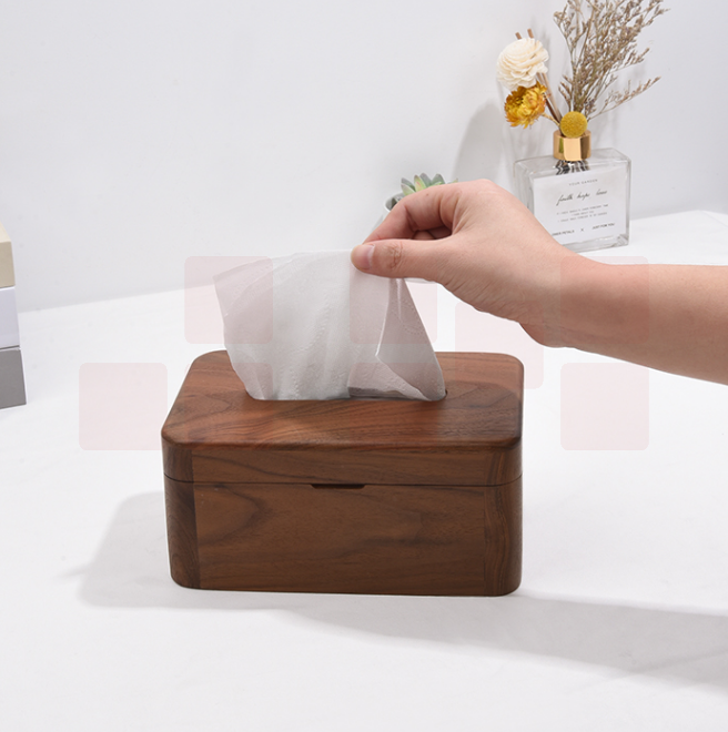 实木纸巾盒 抽纸盒 简约现代纸抽盒   大号 19.5*12.5*9cm  货号：LJ
