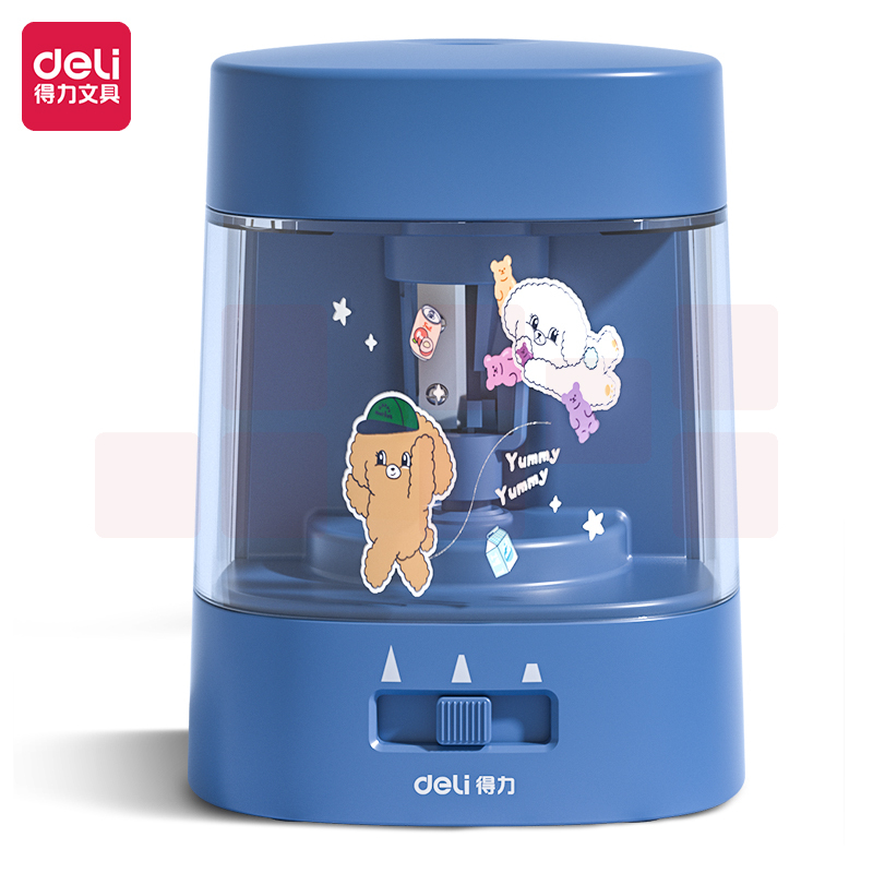 得力（deli） 电动削笔刀自动削笔器卷笔刀铅笔转笔刀粗细可调68658A蓝