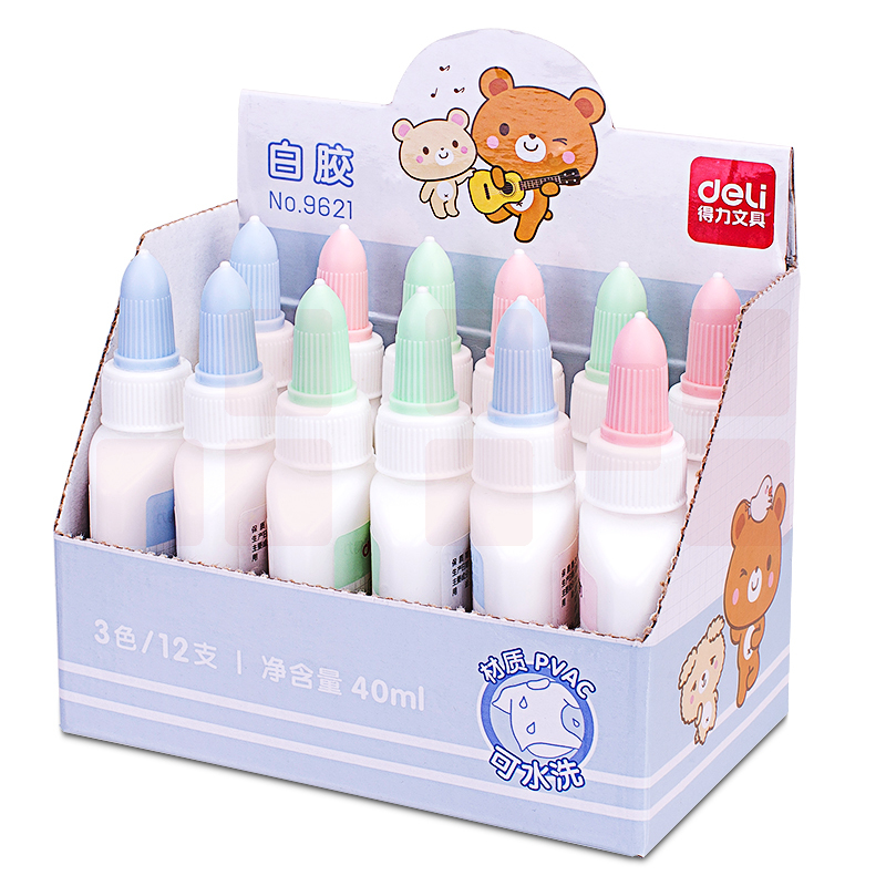 得力（deli）40ml *12瓶 白胶 白乳胶 手工专用胶水白乳胶 9621