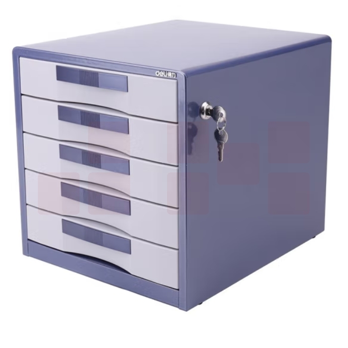 得力 9702 五层桌面金属收纳柜 350ｘ300ｘ308m  闪银蓝