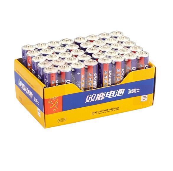 双鹿 5号电池 碳性5号AA电池 蓝骑士 40粒/盒