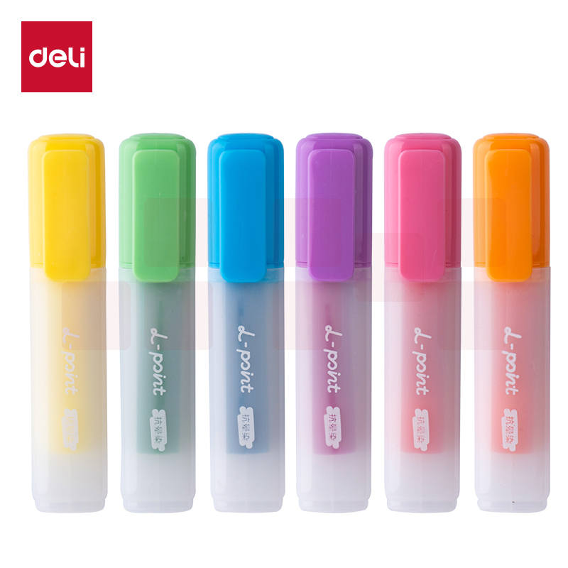 得力  SK628抗晕染荧光笔缤纷色系 混色 6支/盒